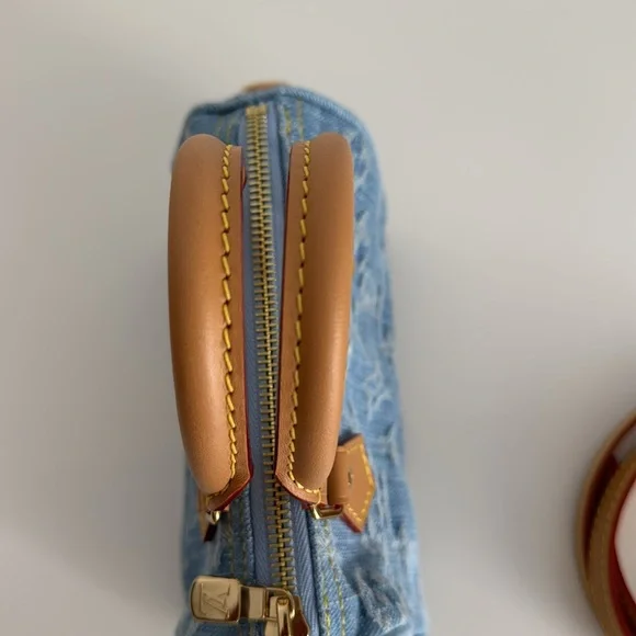 Louis Vuitton *Like NEW *Limited Edition* Nano Mini Denim Speedy Bag with Strap - Picture 7 of 17